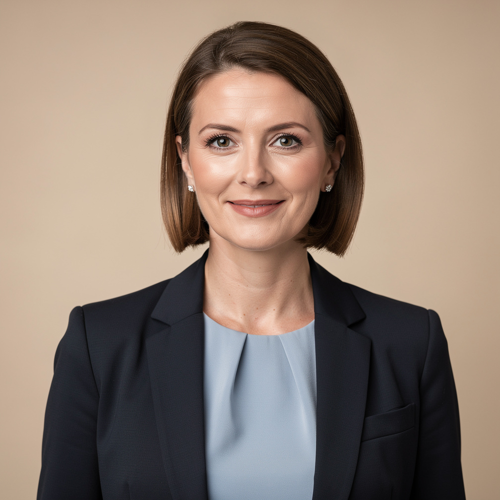 Studio portrait of a woman facilitator in business casual attire